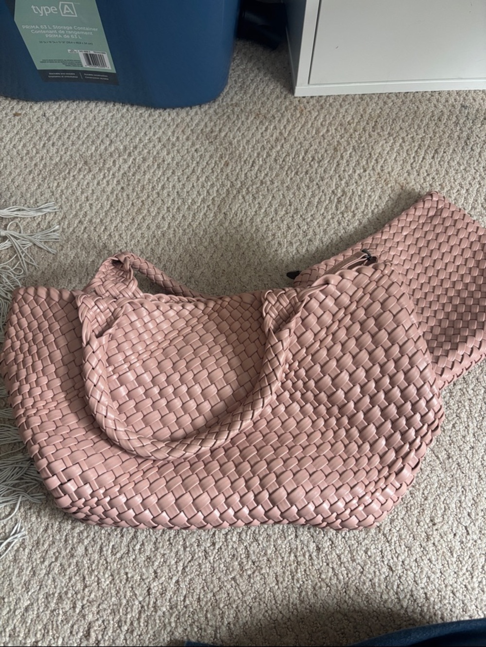 Woven light pink Tote Bag